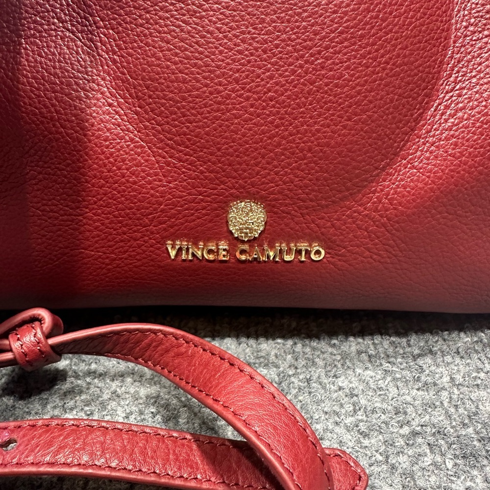 Vince Camuto Deep Red Pebbled Leather Satchel with Detachable Strap PO0129 - Picture 2 of 15